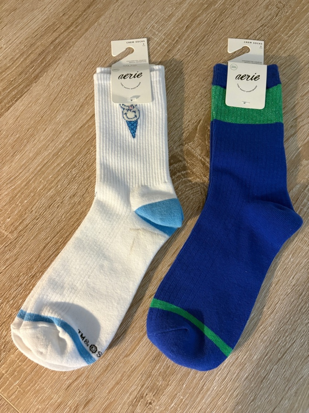 Aerie Ribbed Cotton Crew Socks Bundle of 2 pairs